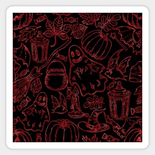 Red Halloween Themed Pattern Magnet